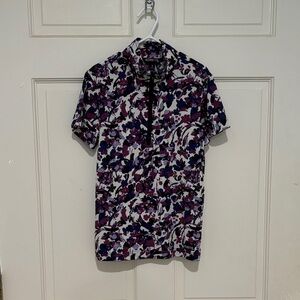 Kerrits Kids Ice Fill Short Sleeve in purple floral pattern size small